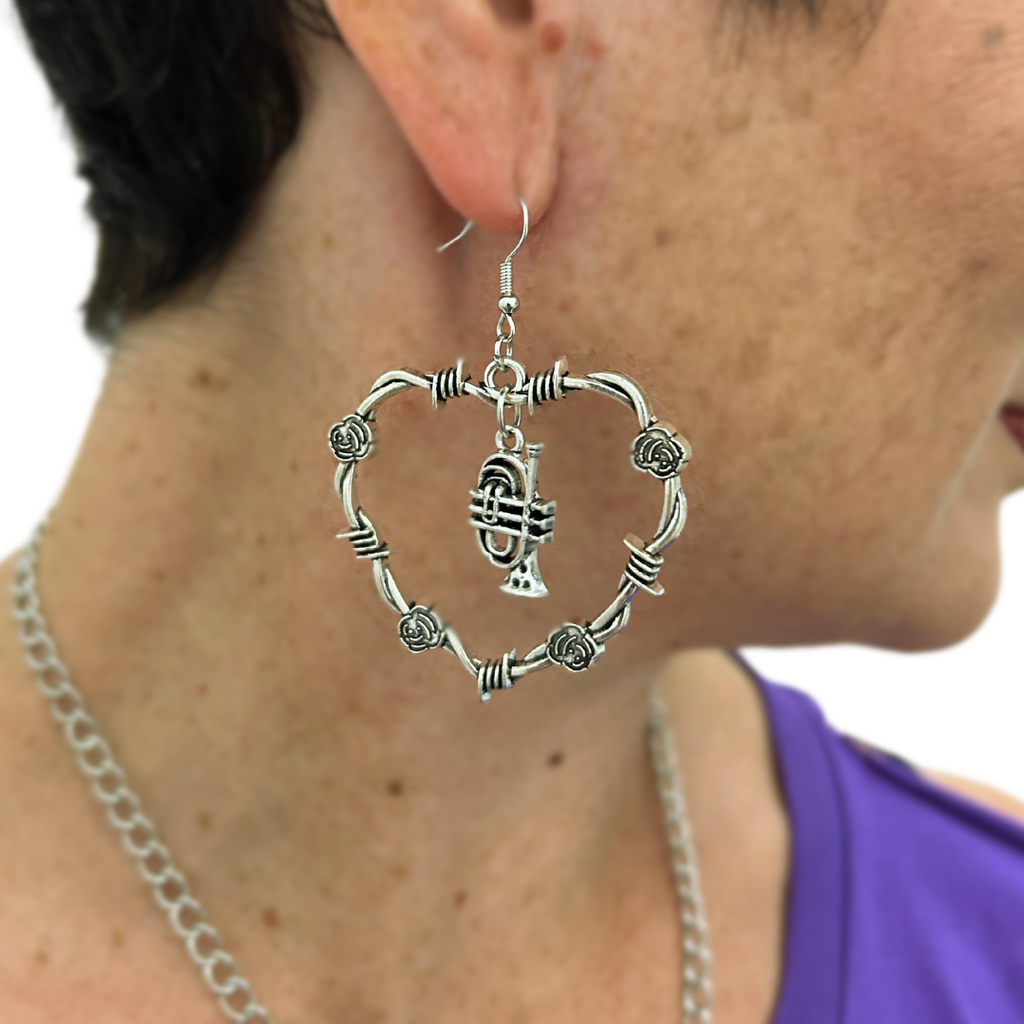 Rose Heart Music Earrings
