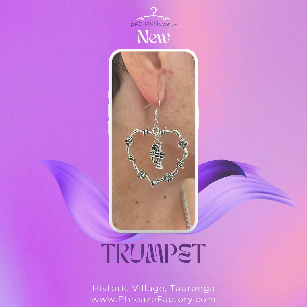 Rose Heart Music Earrings