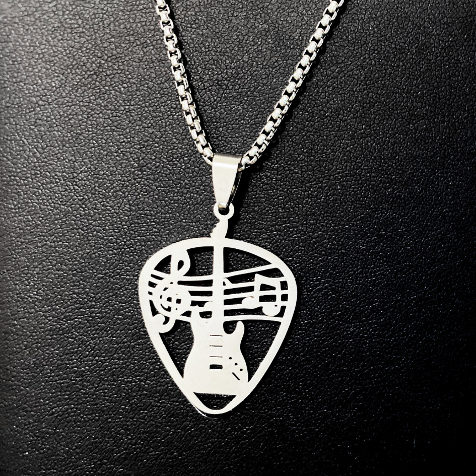 Pick Shaped Bass Guitar Themed Pendant