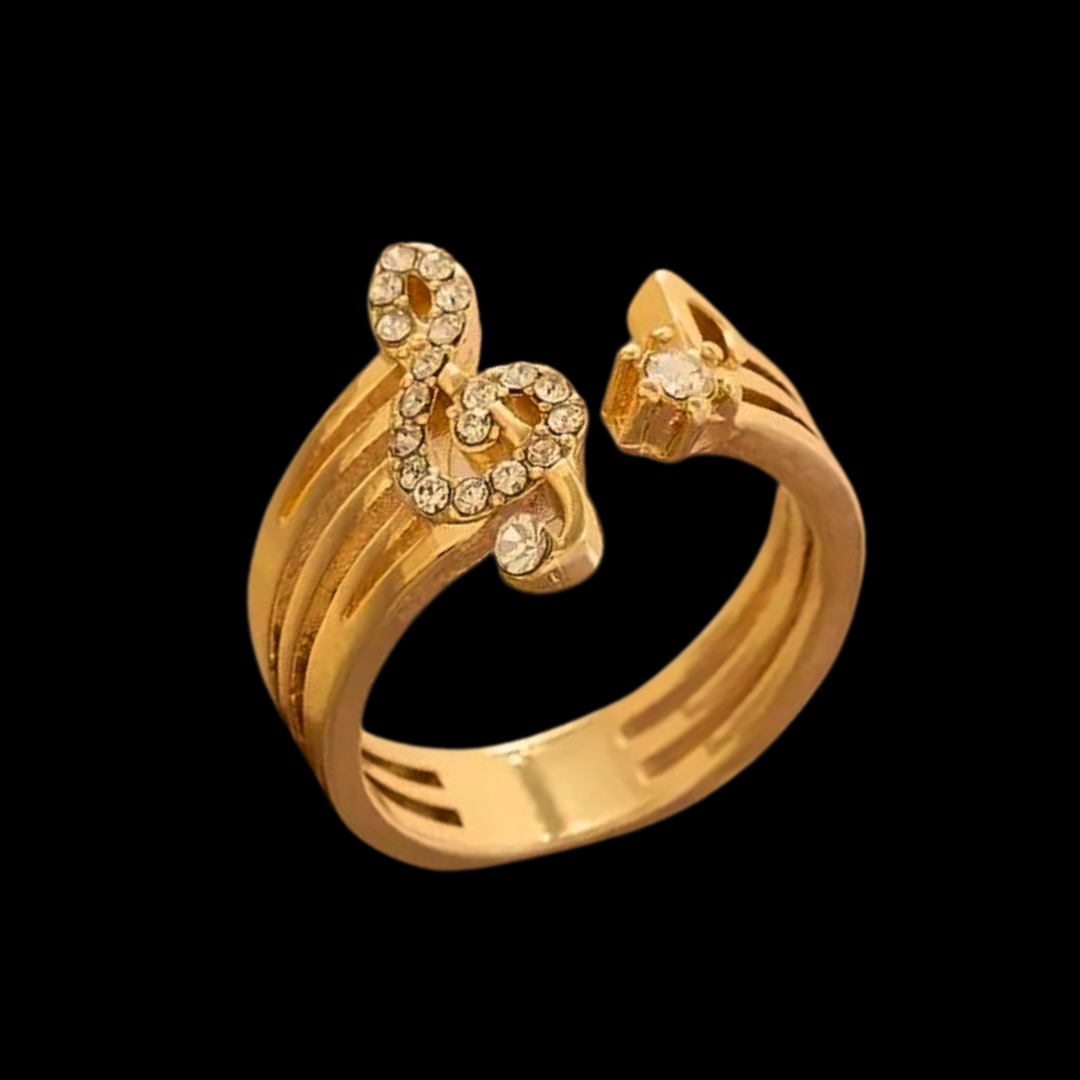 Treble Clef & Note Rhinestone Ring (adjustable)