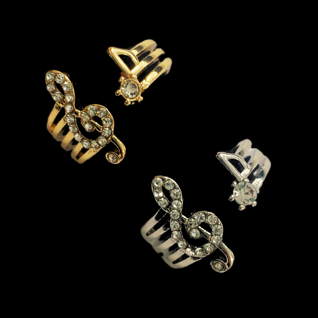 Treble Clef & Note Rhinestone Ring (adjustable)
