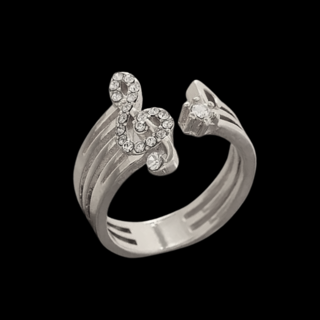 Treble Clef & Note Rhinestone Ring (adjustable)