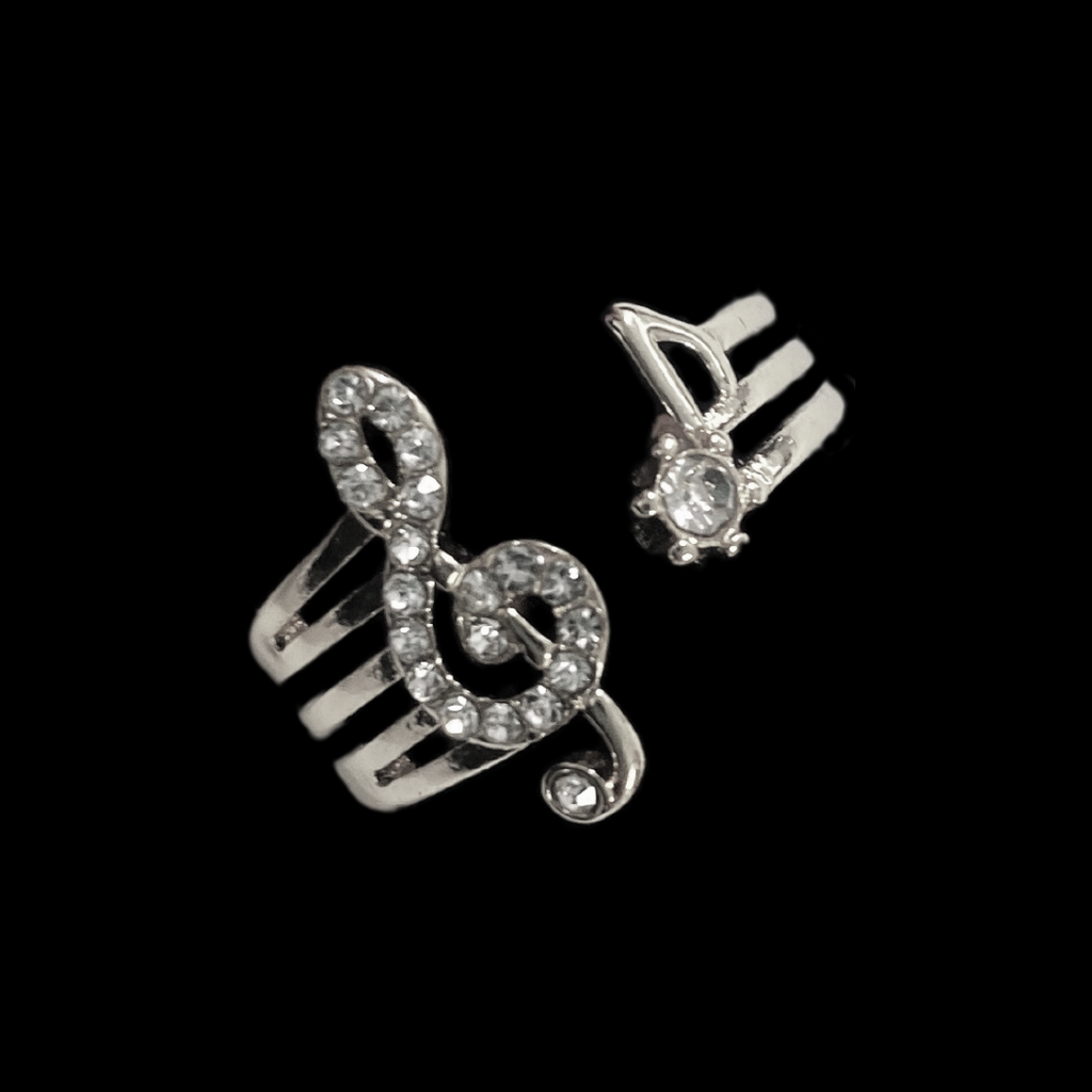 Treble Clef & Note Rhinestone Ring (adjustable)