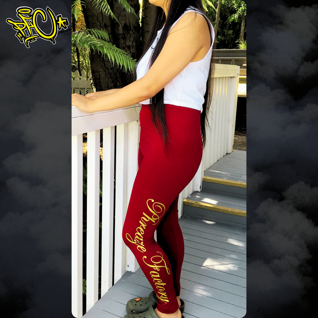 Fleece Inner Leggings with Calligraphy Prints