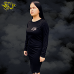 PFC Back Caligraphy Organic Long Sleeve Dress