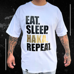 Eat Sleep Metallic Haka Repeat Tee