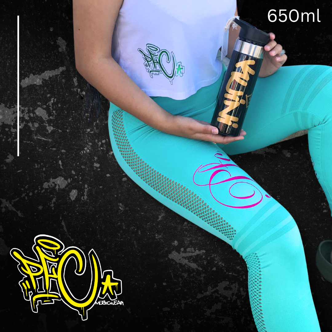 Kuīni Gold Print Flip Lid Drink Bottle