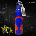 Red Headphones Print Drink Bottle (Silver/Blue)