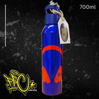 Red Headphones Print Drink Bottle (Silver/Blue)
