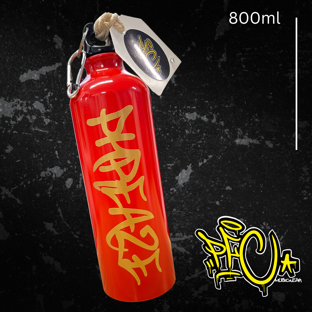 Gold/Red Phreaze Tag Print Drink Bottle