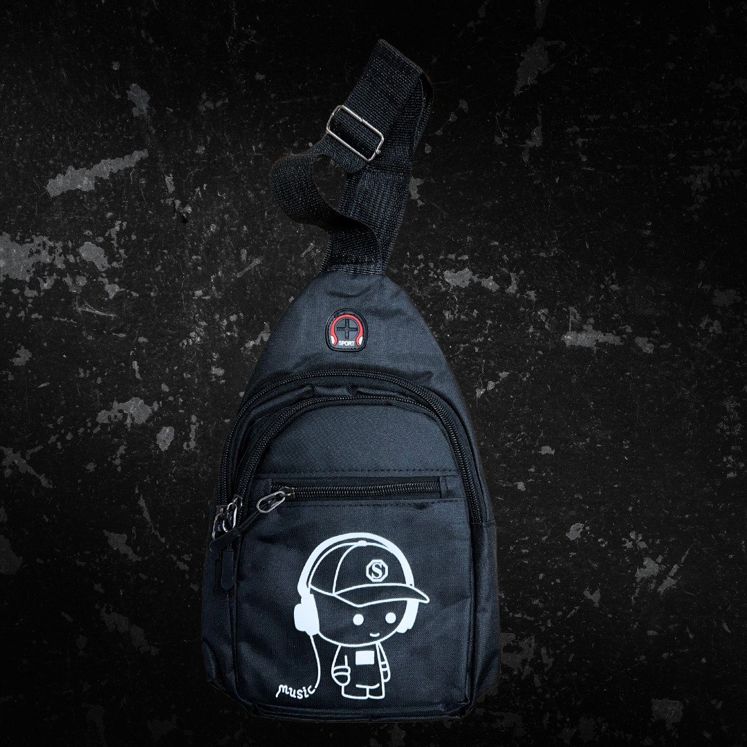 Headphones LARGE Black Crossbody Bag