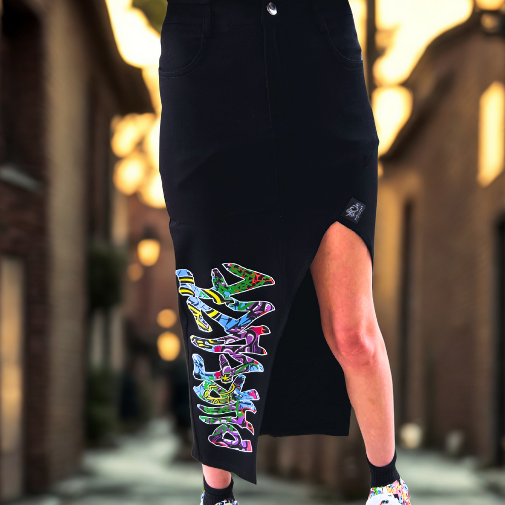 Decibella Denim Split Skirt