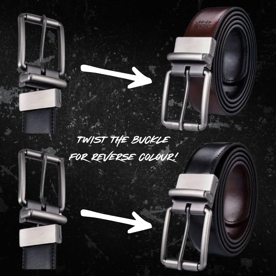 2 in 1 Cowhide Belt - Coffee/Black