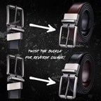 2 in 1 Cowhide Belt - Coffee/Black