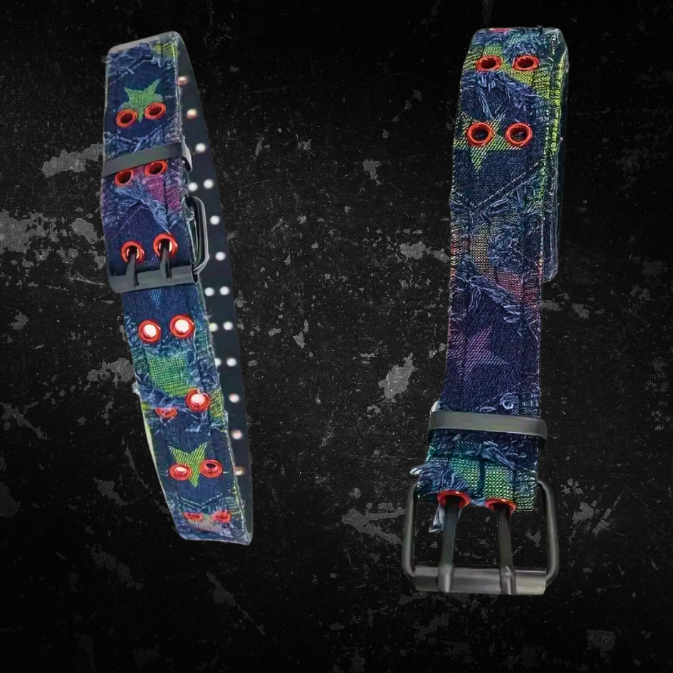 Fluoro Denim Belt - Red / Green