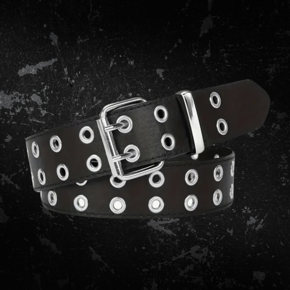 Double Metal Grommets PU Leather Belt