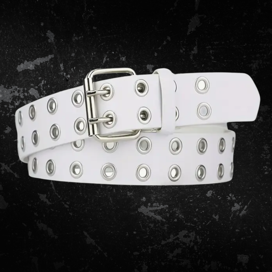 Double Metal Grommets PU Leather Belt