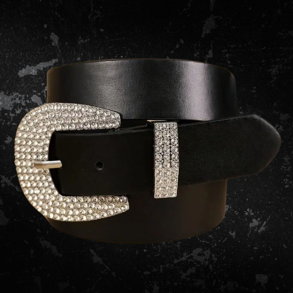 Womens Rhinestone Buckle Belt