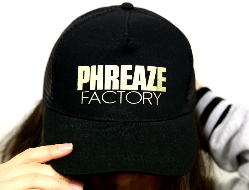 Black Metallic Gold Snap Back Cap