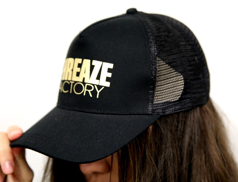 Black Metallic Gold Snap Back Cap