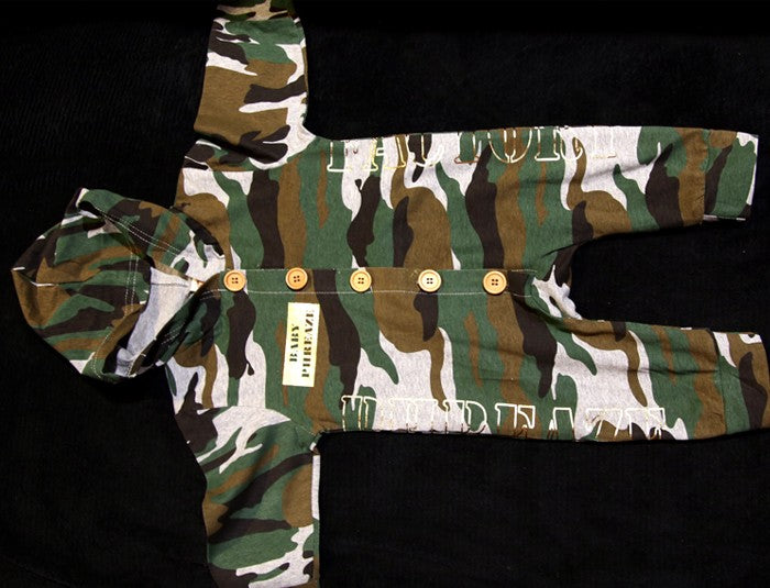 PFC Metallic Gold Camo Baby Onesie with Hood