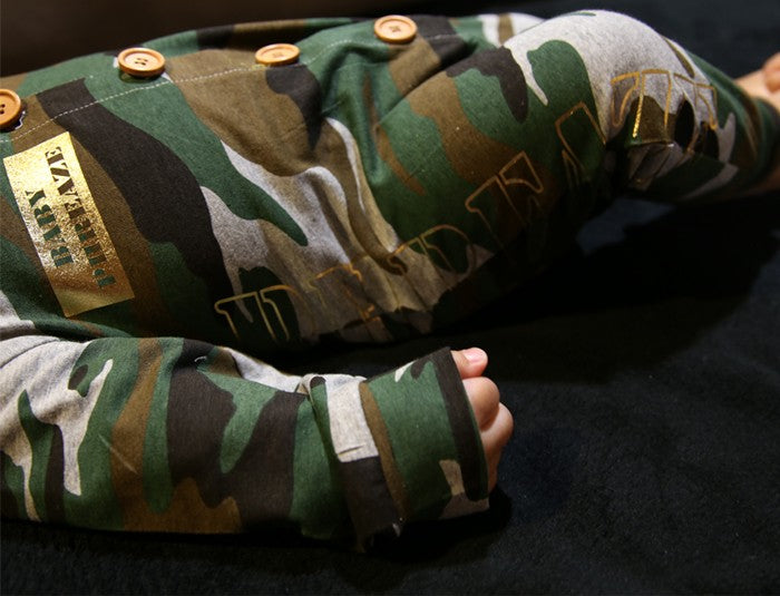PFC Metallic Gold Camo Baby Onesie with Hood