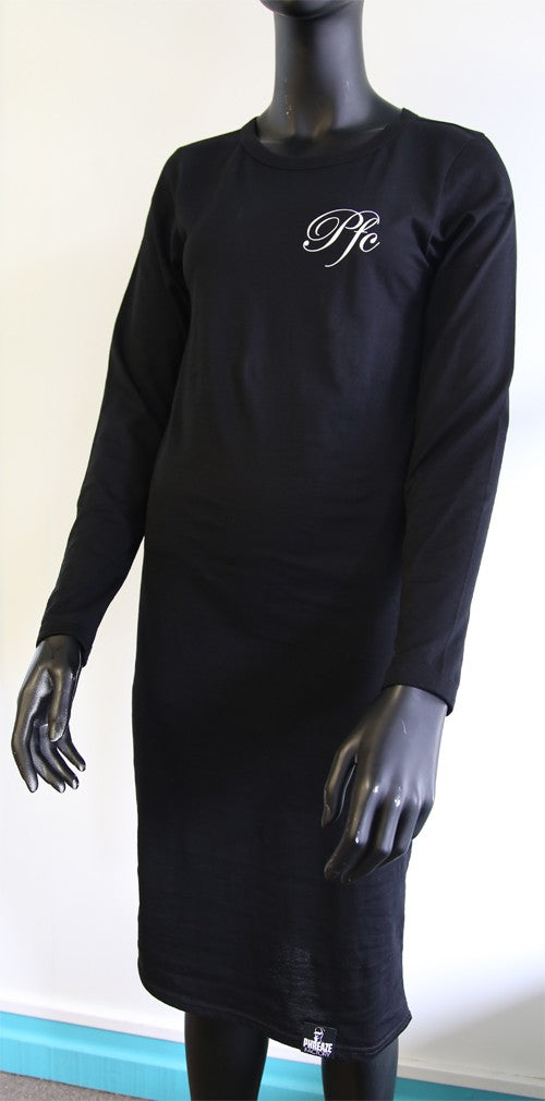 PFC Back Caligraphy Organic Long Sleeve Dress