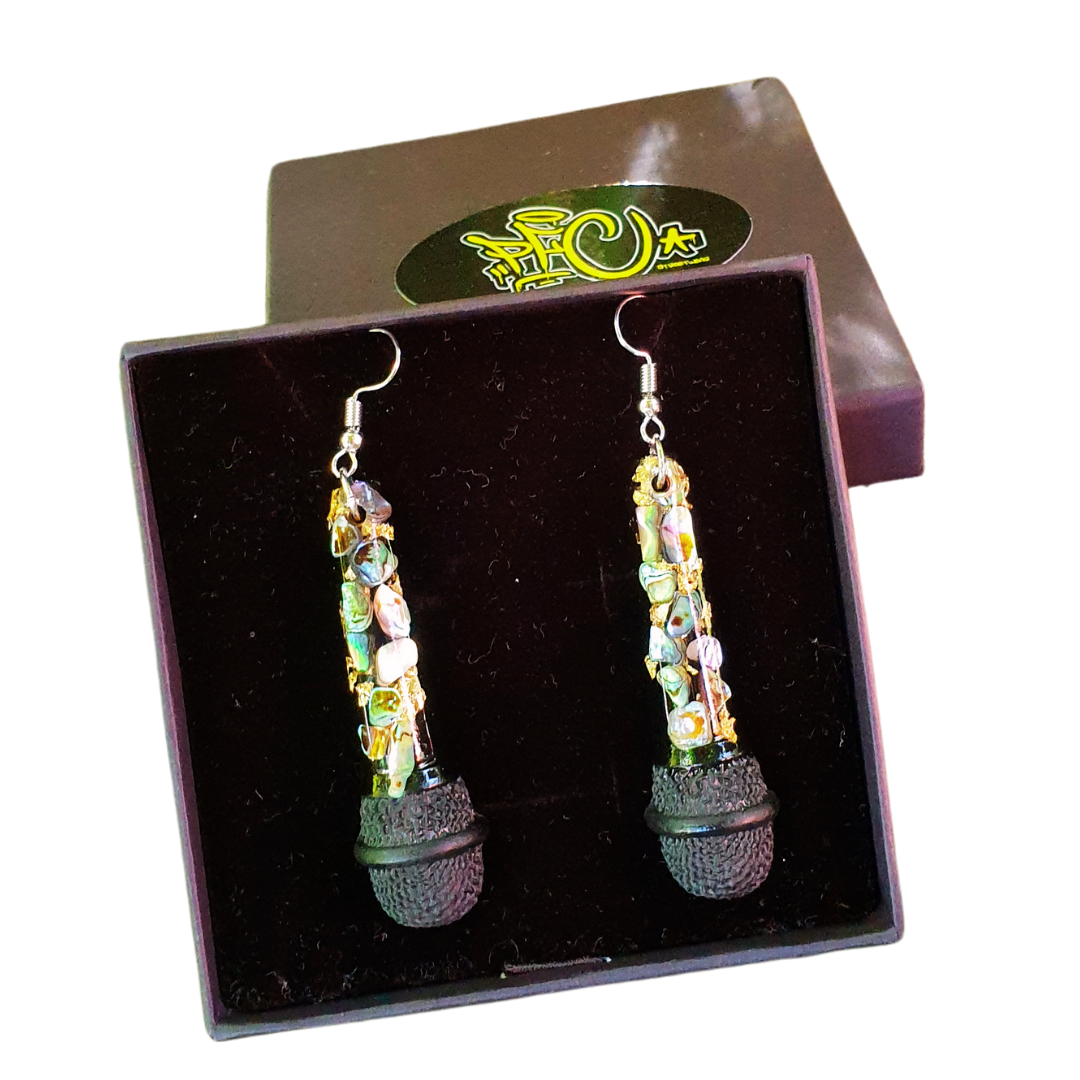 Pāua Microphone Earrings