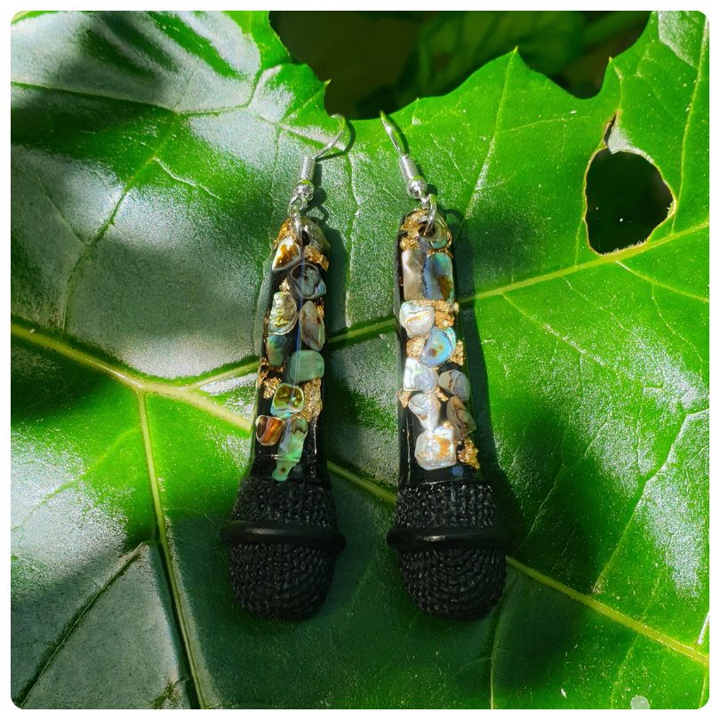 Pāua Microphone Earrings