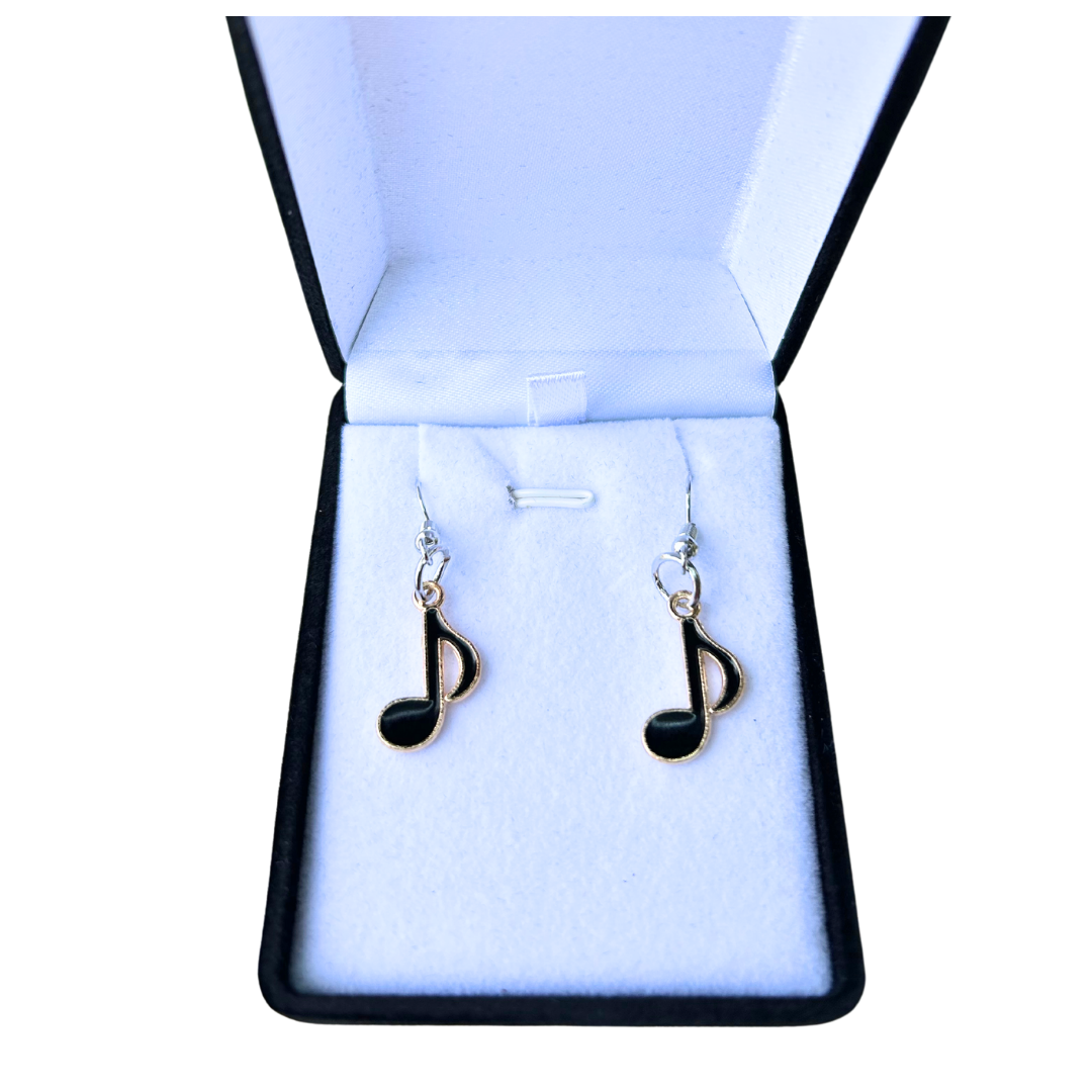 Black Music Note Earrings