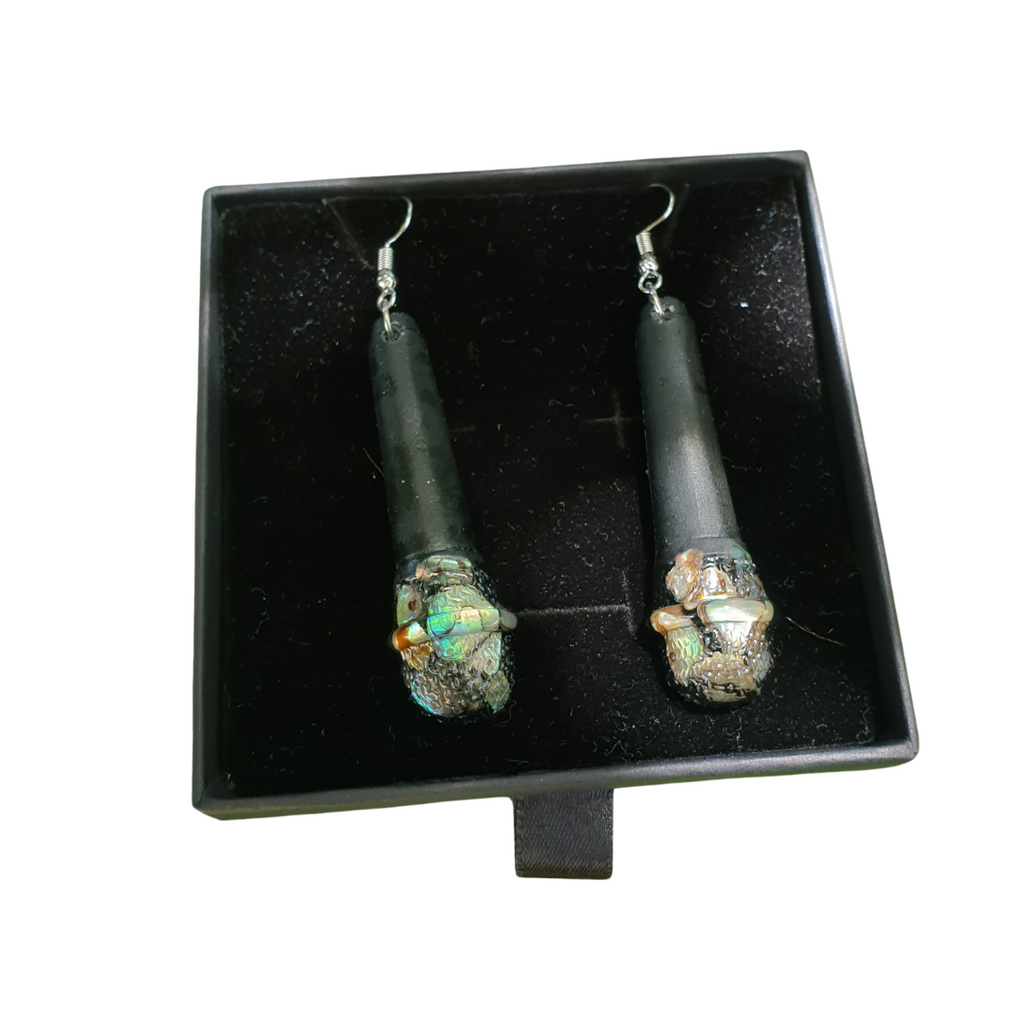 Pāua Microphone Earrings