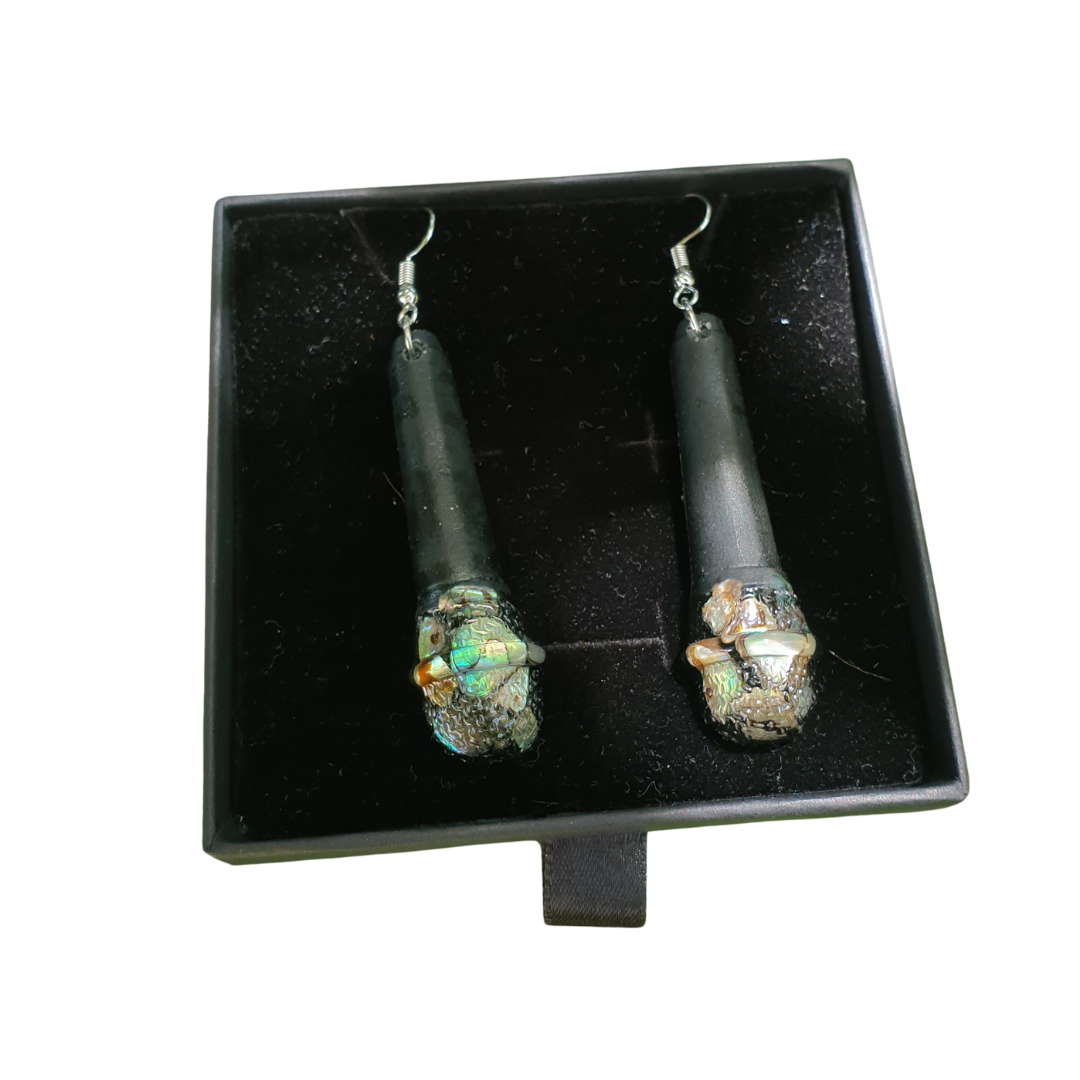 Pāua Microphone Earrings