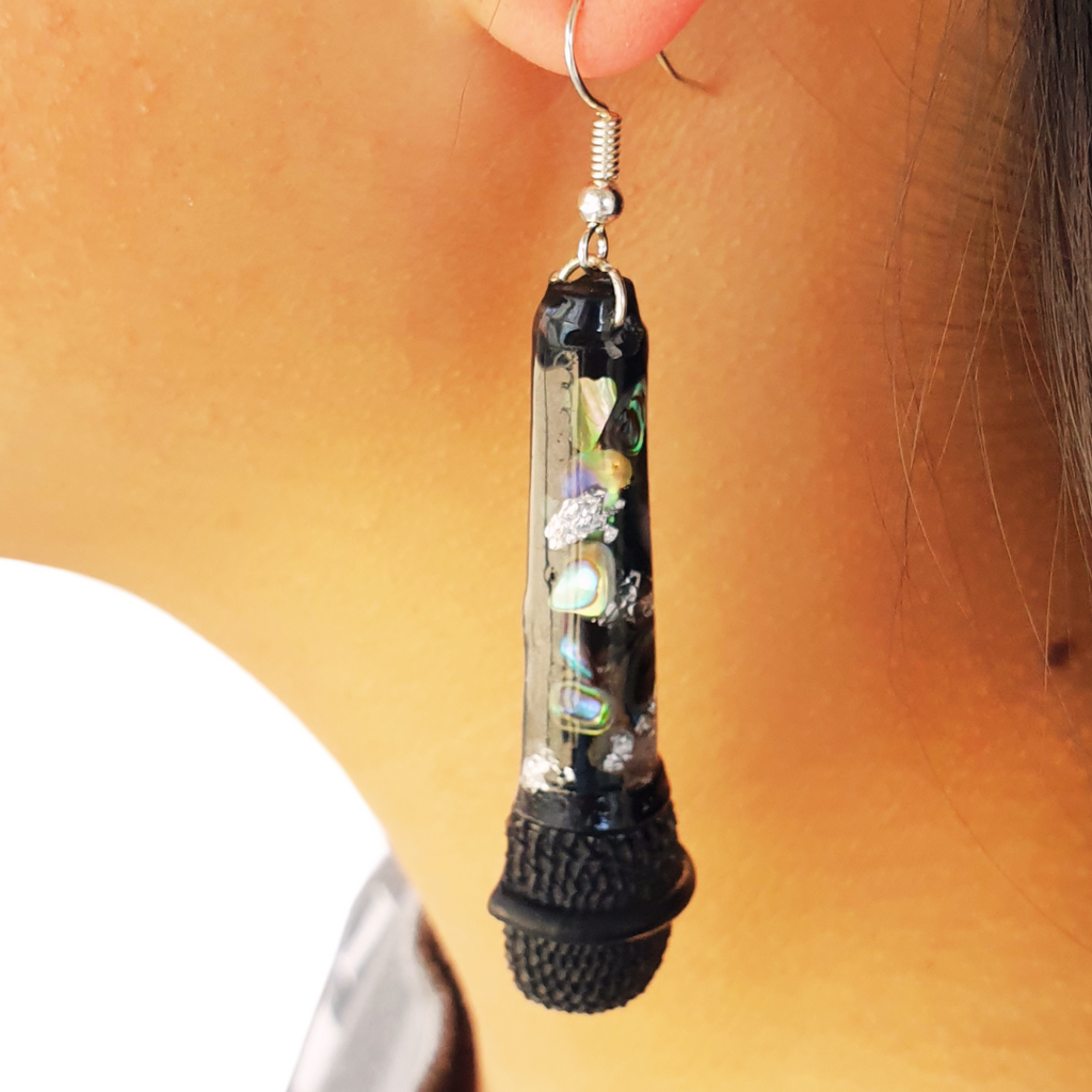 Pāua Microphone Earrings