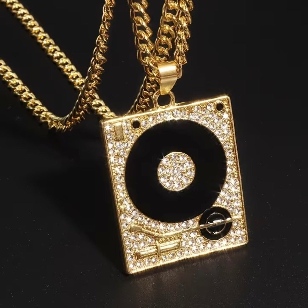DJ Turntable Bling Pendant